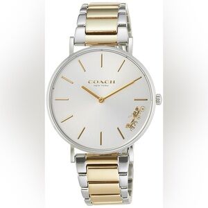 Coach Perry White Dial Two Tone Steel Strap Watch For Women - 14503347